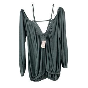 Free People Off The Shoulder Long Sleeve V Neck XS